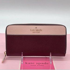 Kate Spade Pink Burgundy Large Wallet
